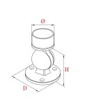 Soporte Regulable para Pasamanos Redondo y Pared con Base Redonda de Acero Inxoidable 316 Brillo y Satinado