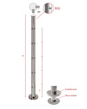 Poste Redondo 43 mm de Acero Inoxidable 316 Brillo y Satinado con Rosa Métrica M6 a 90º y Anclaje en la Base