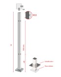Poste Cuadrado 40 mm de Acero Inoxidable 316 Brillo y Satinado con Rosa Métrica M8 a 90º y Anclaje en la Base