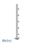 Poste Cuadrado 40 mm de Acero Inoxidable 316 Brillo y Satinado con Conectores Laterales