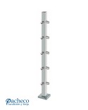 Poste Cuadrado 40 mm de Acero Inoxidable 316 Brillo y Satinado con Conectores a 90º