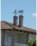 Veleta de Hierro Gallo para Tejado - Veleta de Viento con Cazoletas Decorativa Fabricada en España