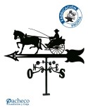 Veleta de Hierro Carruaje con Caballo para Tejado - Veleta de Viento con Cazoletas de Oficios Tradicionales Fabricada en España
