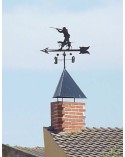 Veleta de Hierro Cazador con Perro para Tejado - Veleta de Viento con Cazoletas de Caza Fabricada en España