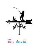 Veleta de Hierro Pescador para Tejado - Veleta de Viento con Cazoletas de Oficios Tradicionales Fabricada en España