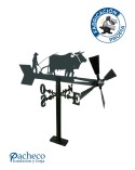 Veleta de Hierro Labrador con Bueyes para Jardín - Veleta de Viento con Aspas de Oficios Tradicionales Fabricada en España