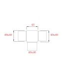 Unión de Acero Inoxidable 316 para Tres Postes Cuadrados Brillo y Satinado 40 mm