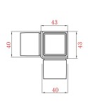 Codo de Acero Inoxidable 316 para Tres Postes Cuadrados para Esquina Brillo y Satinado 40 mm