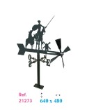 Veleta de Hierro de Don Quijote y Sancho Panza para Jardín - Veleta de Viento con Aspas de Oficios Tradicionales Fabricada en Es