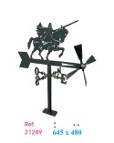 Veleta de Hierro Caballero Medieval para Jardín - Veleta de Viento con Aspas Decorativa Fabricada en España