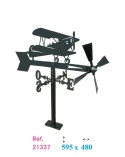 Veleta de Hierro Avión Biplano para Jardín - Veleta de Viento con Aspas Decorativa Fabricada en España