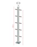Poste Cuadrado 43 mm de Acero Inoxidable 316 Brillo y Satinado con Tensores a 180º