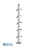 Poste Cuadrado 43 mm de Acero Inoxidable 316 Brillo y Satinado con Tensores a 90º