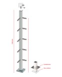 Poste Cuadrado 43 mm de Acero Inoxidable 316 Brillo y Satinado con Tensores a 90º