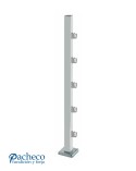 Poste Cuadrado 40 mm de Acero Inoxidable 316 Brillo y Satinado con Conectores Cuadrados Laterales