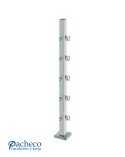 Poste Cuadrado 40 mm de Acero Inoxidable 316 Brillo y Satinado con Conectores Cuadrados a 90º