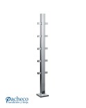 Poste Cuadrado 40 mm de Acero Inoxidable 316 Brillo y Satinado con Conector para Cuadrado a 180º