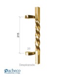 Tirador de latón brillo entorchado desplazado con base lisa para puerta de portal