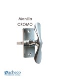 Manilla cromada con placa para puerta interior