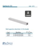 Raíl superior de aluminio U-30 simple para puerta corredera colgada
