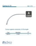 Curva superior de aluminio U-30 simple para puerta corredera colgada