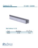 Raíl inferior U-70 para puerta corredera colgada