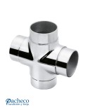 Conector de Acero Inoxidable 316 para Unión de Cuatro Tubo en Cruz Brillo y Satinado Redondo 43 mm - 50,8 mm