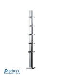 Poste Cuadrado 40 mm de Acero Inoxidable 316 Brillo y Satinado con Conector para Cuadrado a 90º